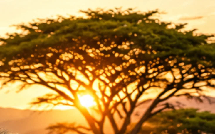 An acacia tree silhouetted against a Tsavo sunset.